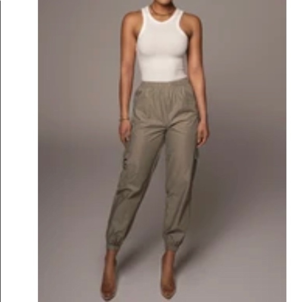 OLIVE AND BLACK JAYLA NYLON FLIGHT JOGGERS
